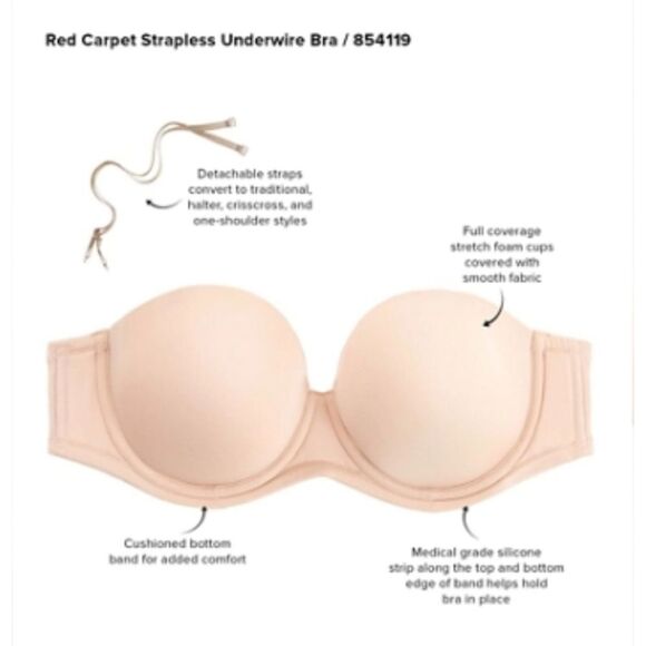 Wacoal 854119 Red Carpet Strapless Underwire Bra Women's 38D - Picture 15 of 15